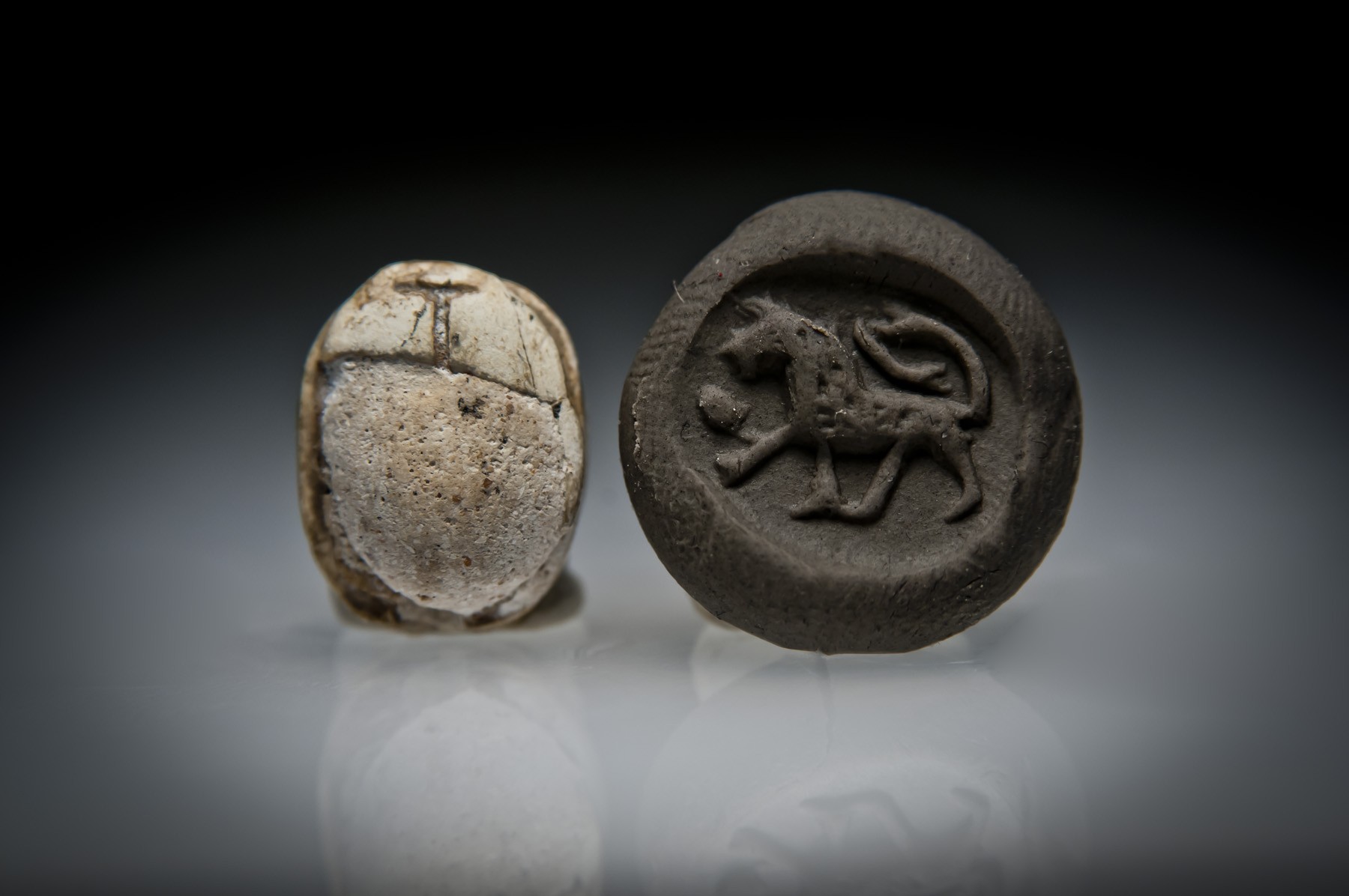 Canaanite Steatite Scarab Seal with a Striding Lion and a Cobra - SEALS ...